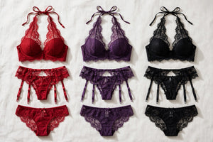 Evelyn 3-Piece Lace Garter Set - Plus Size (5XL)