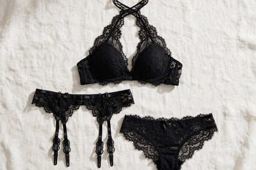 Evelyn 3-Piece Lace Garter Set - Plus Size (5XL)