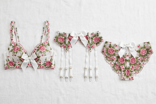 Bowknot Embroidery Retro Heavy Craft Floral Sexy Lingerie